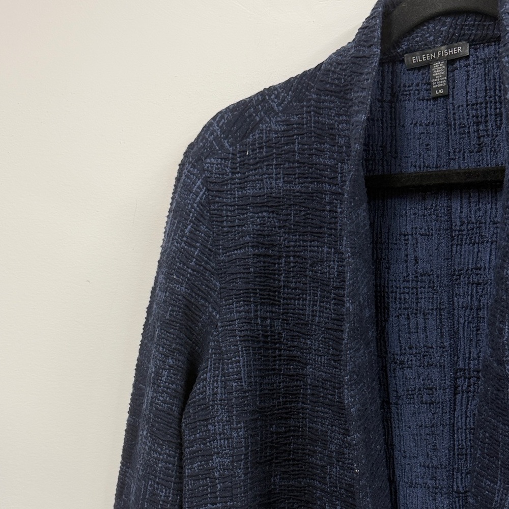 Eileen Fisher Navy Textured Blazer L - Picture 3 of 7